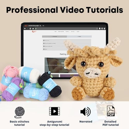 CrochetBox Highland Cow Crochet Kit for Beginners, Easy Craft for Adults - Image 4