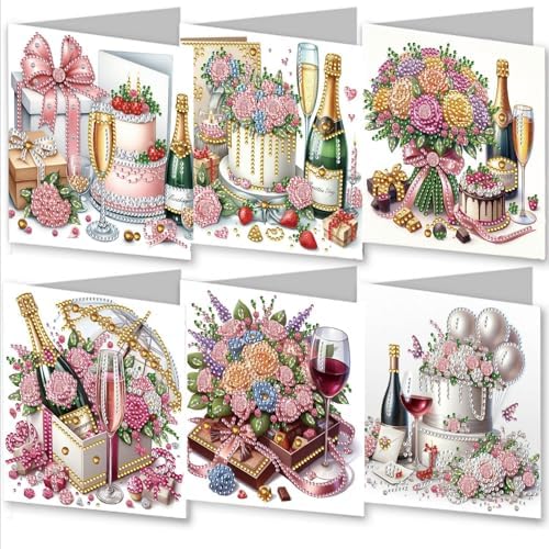 Christmas DIY Diamond Greeting Cards Set, 5D DIY Diamond Art Painting Christmas Style Greeting Card, DIY Christmas Card Making Kits for Family Friends Handmade Gift-#30-Champagne Cake by Unknown