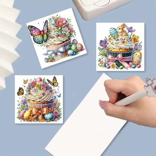 DIY Diamond Greeting Cards Set, 5D DIY Diamond Art Painting Festival Style Greeting Card, DIY Christmas Card Making Kits for Family Friends Handmade Gift-#27-Easter - Image 5