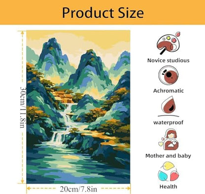 Mowana Landscape Paint by Numbers Kit for Adults Beginners, Mountains Adult Paint by Number Kits on Canvas with Frame and Easel for Gift and Home Wall Decor (8 * 12 Inch) - Image 7