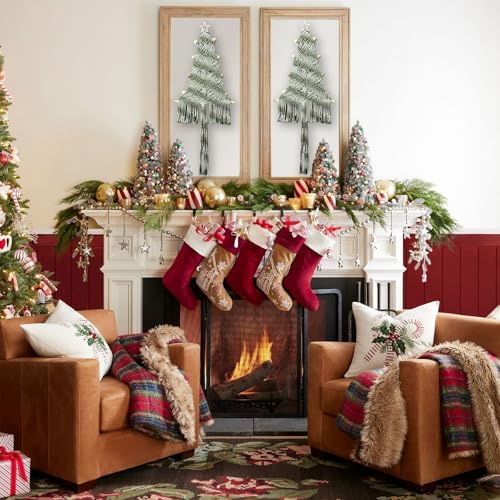 Christmas Tree Macrame Wall Hanging Decor 9.84 × 22.8inch Xmas Tree Shape Boho Tapestry with Rustic Bead and Star Tree Topper Hand-Woven Crafts for Holiday Winter Decoration (Green) - Image 5