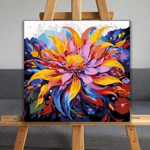 JUJUHOOD Abstract Flower Framed Paint by Numbers Kit for Adults Beginner & Kids Ages 8-12, Watercolor Paint by Number Without Easel, Acylic Paint by Numbers for Gift Home Wall Decor (10x10Inch) - Image 5