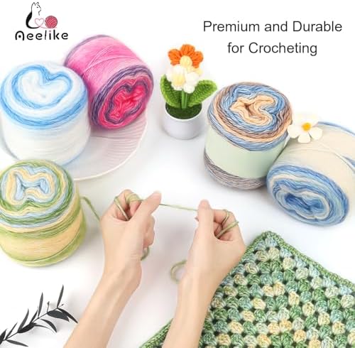 Aeelike Cake Yarn for Crocheting, Soft Ombre Crochet Yarn, Blue Yellow - Image 6