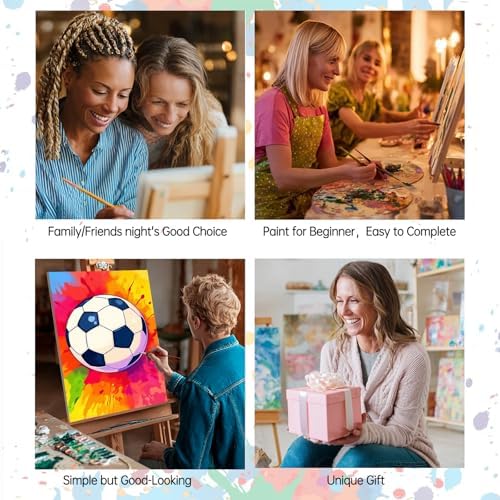 6 Pack Sports Paint by Numbers Kit for Adults Beginners 8x12 Inch, Basketball Football Paint by Number Kits on Canvas, Colorful DIY Acrylic Oil Number Painting Kits for Adults, Home Decor Gift - Image 6