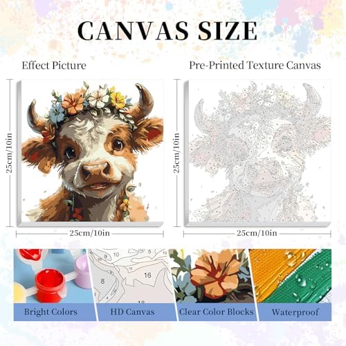 Camocin Framed Paint by Numbers Kit for Adults Beginners – Highland Cow - Image 3