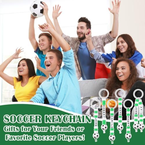 Landical 564 Pcs Soccer Keychain Making Kit Soccer Party Favor Green White - Image 4