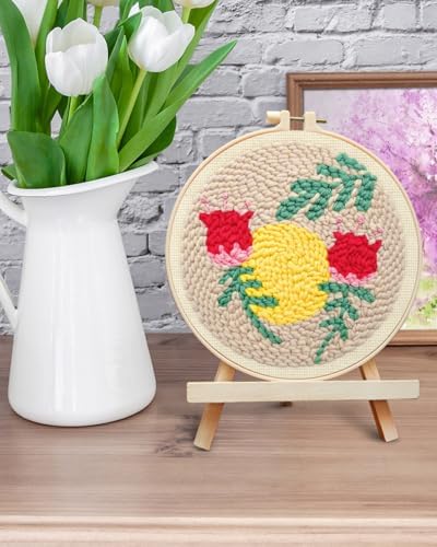 ERKOON Punch Needle Kit Adults Beginners, DIY Easy Floral Embroidery Set for Starter Art Craft, Needling Punch Project with Patterns, Tools, Yarns, Hoop, Instruction (Rose Passing) - Image 6