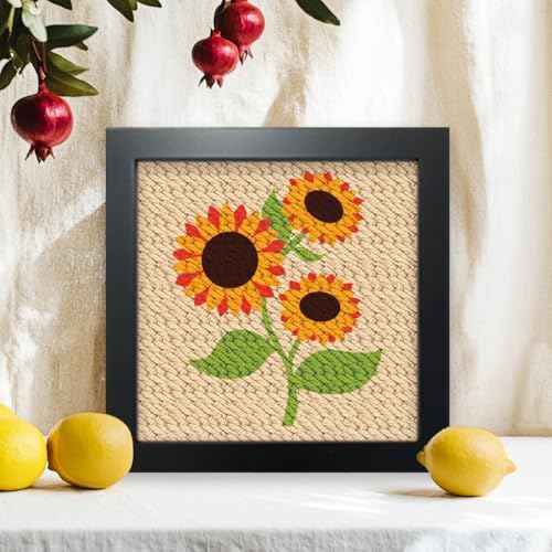 BEUNITONE 2 Sets DIY Punch Needle Kits for Beginners,Sunflower Pre-Printed Pattern,Embroidery Punch Needle Starter Kits for Adults,Includes Pre-Printed Cloth,Yarns,Hoops,Threader and Instruction - Image 5
