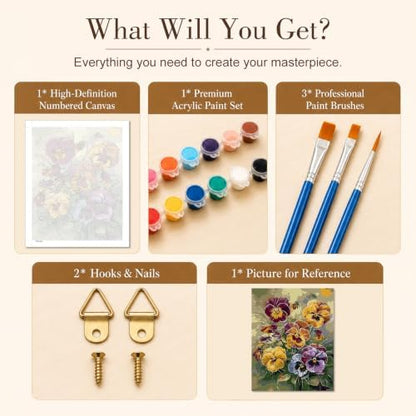 TELMOXA Flowers Paint by Numbers Kit for Adults, 16x20 in - Image 5