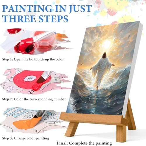 Jesus Paint by Numbers Kit for Adults Framed Canvas 12X16 in, Frameworkless - Image 6