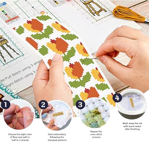 FREEBLOSS 6 Set Bohemian Cross Stitch Bookmark Kit - Image 4