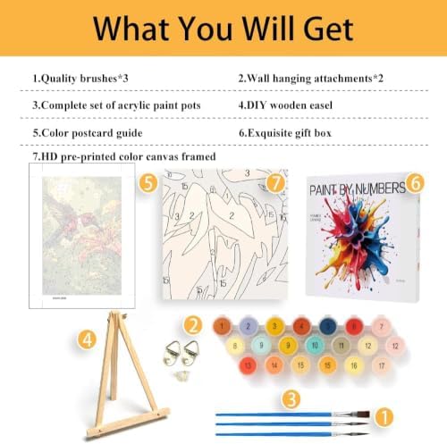 Mowana Hummingbird Paint by Numbers Kit for Adults Beginners, Adult Painting Kit by Numbers with Frame and Easle, Stretched Canvas Bird Paint by Number Kit, 8x12inch - Image 3
