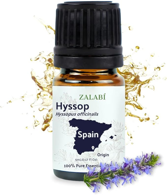 Nature Packaged Hyssop Essential Oil - Direct from Aromáticas Zalabí Spain - Steam Distilled - Aceite de Hisopo for Aromatherapy, Massage, Diffuser, DIY Candle and Soap Making - 5ml