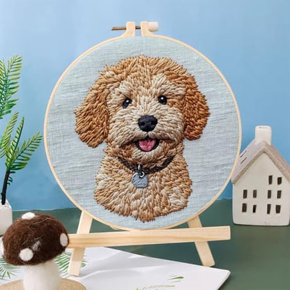 Punch Needle Kits Golden Doodle Dog 20x20cm-3 - Image 2