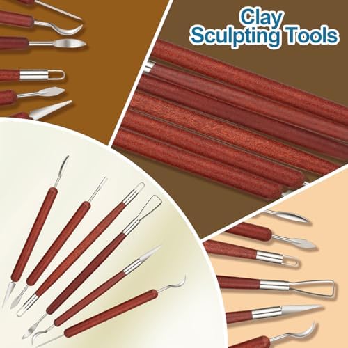Amrules 6 Pcs Double-Ended Clay Carving Tools Set for Adults, Red - Image 3