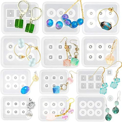Beads Resin Molds with Hole for Gemstone Cabochon Jewelry Casting 14-Count by FUNSHOWCASE