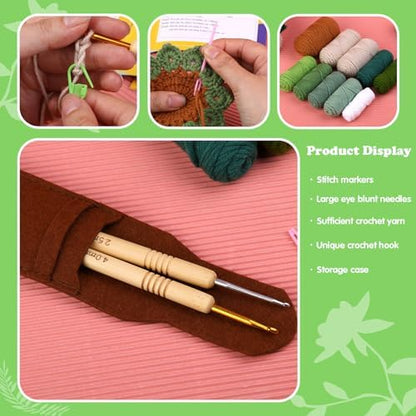 FTEVEN Crochet Kit for Beginners, 6PCS Coasters Crochet Starter Kit Plant - Image 4