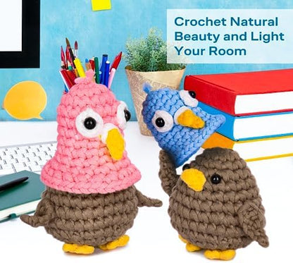 Crochetta Crochet Kit for Beginners, Crochet Kit with Step-by-Step Video Tutorials, Crochet Starter Kit Learn to Crochet Kits for Adults Teenagers, Jumbo 2 Penguins Familly (40%+ Yarn Content) - Image 6