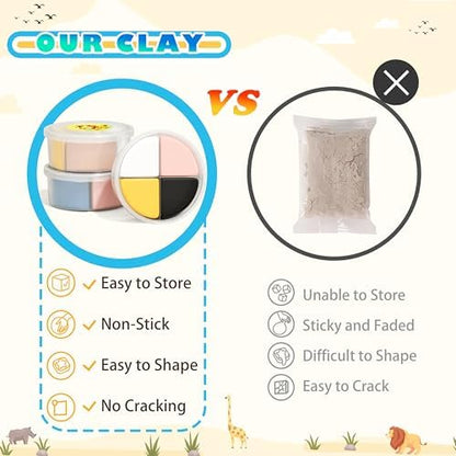 Cyajm 12-Color Air Dry Clay Kit, Animal, Kids 3+ with Tools & Guide - Image 4