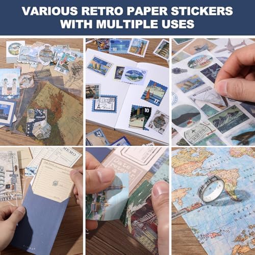 Auguro World Travel Scrapbook Kit A6 Grid Notebook Stationery Junk Journal Kit Scrapbooking Supplies Kit Craft DIY Gift for Adult Teen Girl - Image 3