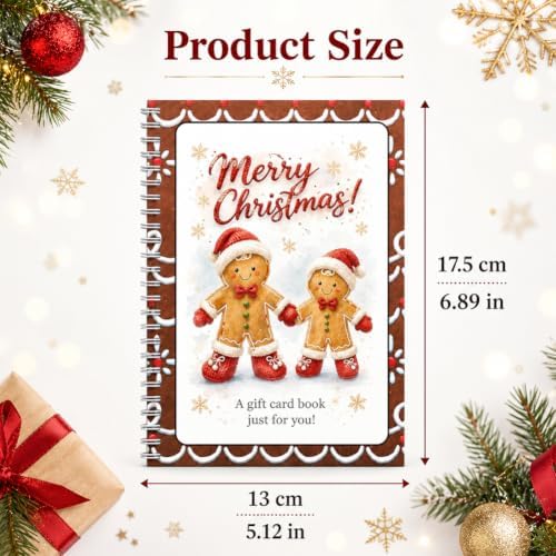 Christmas Gift Card Book, 5x7 Holiday Gift Booklet, DIY Spiral-Bound Merry Christmas College Survival Kit, 10-Page Surprise Greeting Card Book for Cards Cash, Students Graduation Gift - Image 7