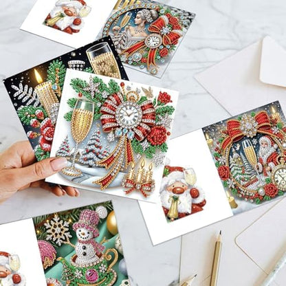 Diamond Art Christmas Cards Kit, 6PCS DIY Diamond Painting Christmas Cards with Envelopes, 5D Diamond Dot Greeting Cards for Adults, Xmas Card for Holiday Crafting Gifts (Xmas Atmosphere) - Image 3