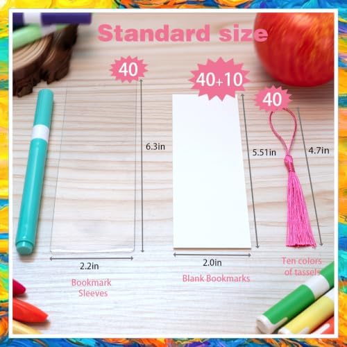 130-PCS Bookmark Making Kit, 300g 5.5x2in Cards, Sleeves, Tassels - Image 2