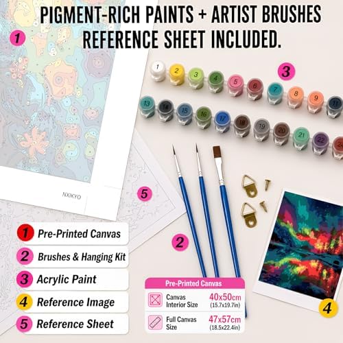 NXIKYO Aurora Paint by Numbers Kit for Adults Beginner, Starry Sky Adult Paint by Number Kits on Canvas, DIY Acrylic Oil Easy Painting by Numbers for Home Wall Decor 16 X 20 inch (Without Frame) - Image 2