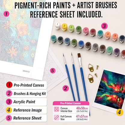 NXIKYO Aurora Paint by Numbers Kit for Adults Beginner, Starry Sky Adult Paint by Number Kits on Canvas, DIY Acrylic Oil Easy Painting by Numbers for Home Wall Decor 16 X 20 inch (Without Frame) - Image 2