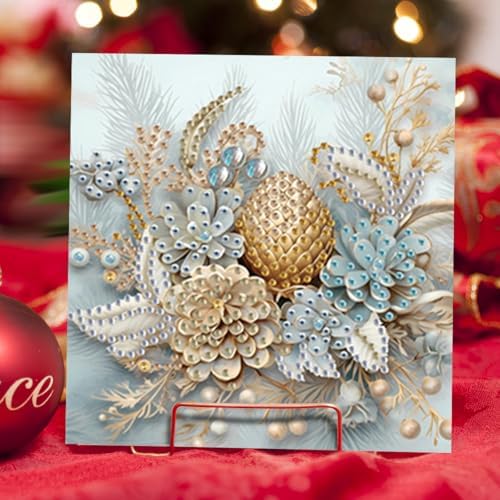 jinglinhh 6pcs Christmas Tree Santa Elk Flowers Ball Diamond Art Painting Greeting Cards with Envelopes, DIY Card Making Kits for Adults, Diamond Art Postcards Holiday Cards Craft Gifts - Image 5