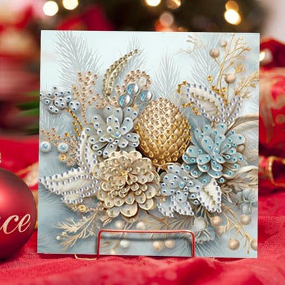 jinglinhh 6pcs Christmas Tree Santa Elk Flowers Ball Diamond Art Painting Greeting Cards with Envelopes, DIY Card Making Kits for Adults, Diamond Art Postcards Holiday Cards Craft Gifts - Image 5