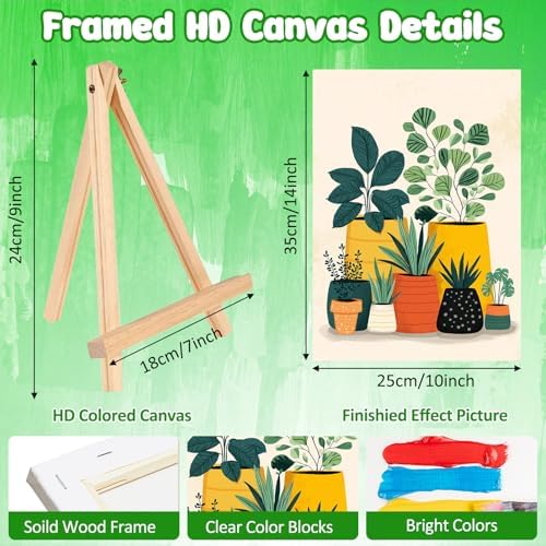 MAXBYE Green Plant Paint by Numbers Kit for Adults with Frame and Wooden Easel, Easy Painting Numbers Art Kits with Frame on Canvas, DIY Acrylic Painting Kit for Gift Home Wall Garden Decor 10×14 in - Image 3