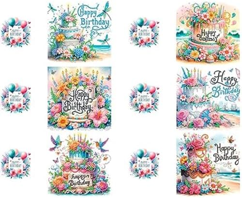 Huacan Diamond Art Painting Greeting Card Kit 6 Pcs, Diamond Art Diamond Flowers Cake Greeting Cards Special Shaped Drill Arts Craft for Christmas Birthday Thanksgiving Day Holiday 30 x 15 CM - Image 3
