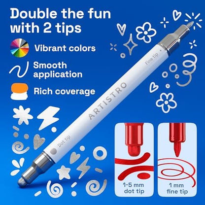 ARTISTRO Metallic Dual-Tip Acrylic Paint Marker Pens - Set of 48 - Image 3
