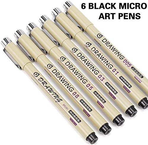 Muchcute Micro Fineliner Drawing Art Pens: 6 Black Artist Supplies Adults - Image 3