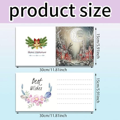 jinglinhh 12pcs Diamond Art Painting Christmas Snowman Village Greeting Cards with Envelopes, DIY Card Making Kits for Adults, Diamond Art Christmas Cards for Holiday Gifts - Image 2