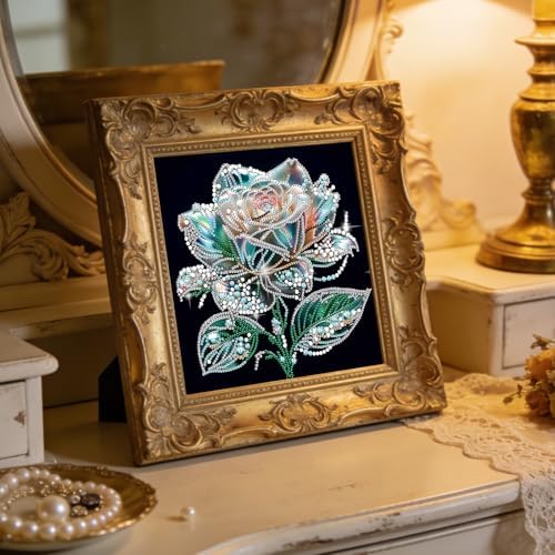 jinglinhh Rose Flowers Special Shaped DIY Diamond Art Painting Kit for Adults Beginners, Partial Drill Crystal Rhinestone Gem Art Craft Home Wall Decor 30x30cm - Image 7
