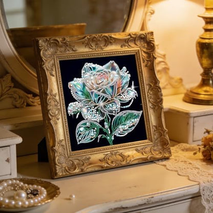 jinglinhh Rose Flowers Special Shaped DIY Diamond Art Painting Kit for Adults Beginners, Partial Drill Crystal Rhinestone Gem Art Craft Home Wall Decor 30x30cm - Image 7