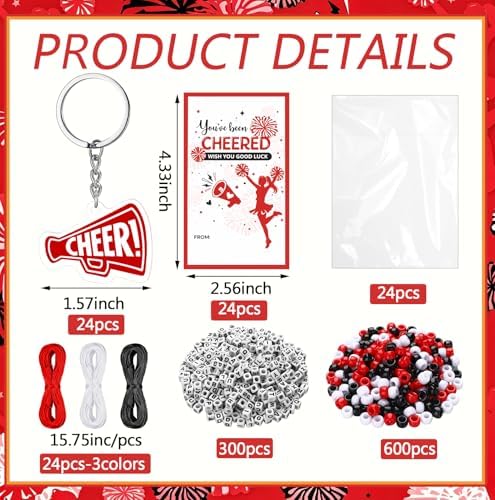 Suncalla 996 Pcs 24 Set Cheer Keychain Making Kit DIY Key Chain Crafts Gift - Image 3