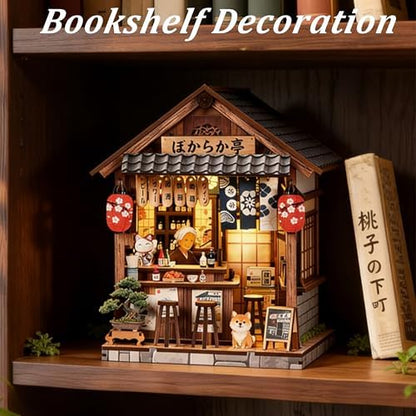 ISSEVE Book Nook Kit, Japanese Dollhouse Booknooks Kit Bookshelf Decoration - Image 5