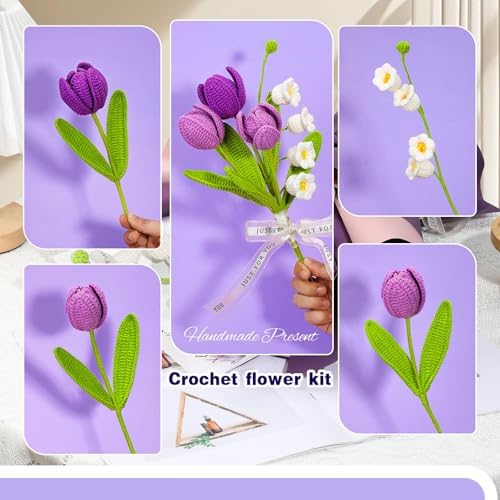 Iuuidu Crochet Kit for Beginners, Flower Bouquet Crochet Kit - Image 4