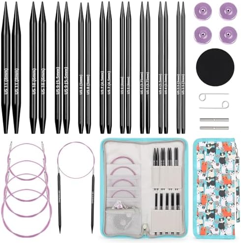 Aeelike 9 Pair Interchangeable Knitting Circular Needles Set 3-8.0mm, Black by Aeelikescrochetworld