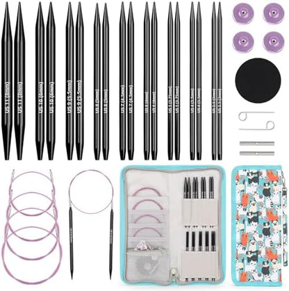 Aeelike 9 Pair Interchangeable Knitting Circular Needles Set 3-8.0mm, Black by Aeelikescrochetworld