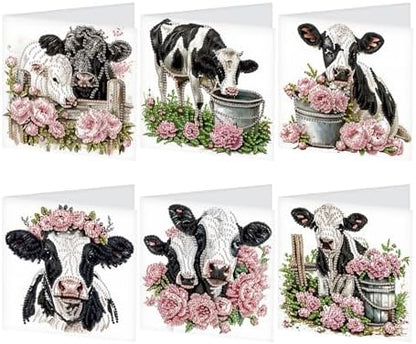 JISHSHAY 6 PCS Cattle Diamond Painting Greeting Cards Cow Diamond Art Birthday Cards with Envelopes Animal Gem Art Mosaic Kits for Adults, for Anniversary Valentine Thank You Graduation All-Occasion by Unknown