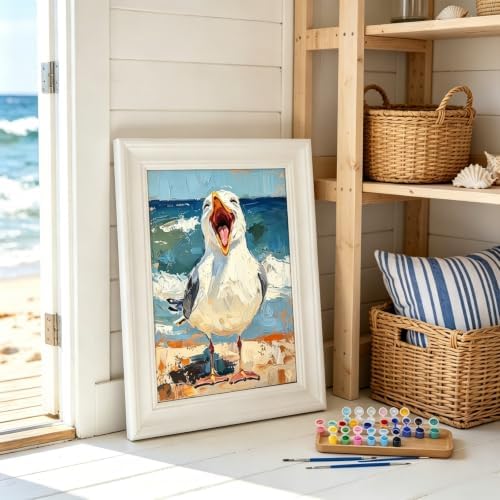 BYGFHLYW Funny Seagull Beach Ocean Paint by Numbers Kit for Adults Canvas - Image 3