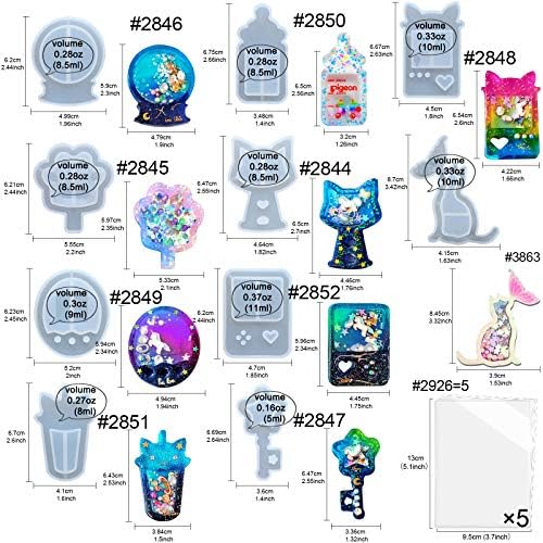 Resin Shaker Molds Set Game Consoles, Bottle, Cat's Paw, Crystal Ball 10 Silicone Trays with 5 Seal Films - Image 2