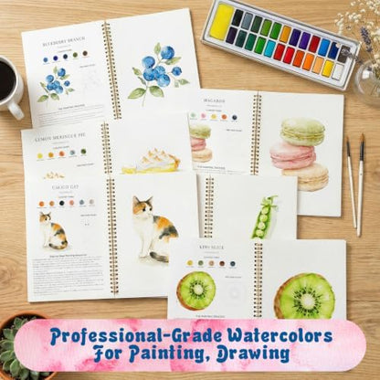 Watercolor Workbook 4 Pack,Water Colors Paint Adult Set for Beginner with Step by Step,Relaxing & Easy to Paint Water Coloring Book with 24 Colors,Perfect for Gifting to Creativity & Joy for Adults - Image 5