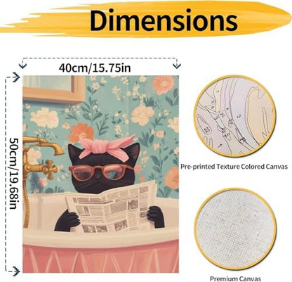pchmcu Black Cat Paint by Number for Adults,Funny Animal in Bathroom Painting by Numbers,DIY Acrylic for Beginners Unframed,Easy Paint by Numbers Adults on Canvas for Decor 16x20inch - Image 4
