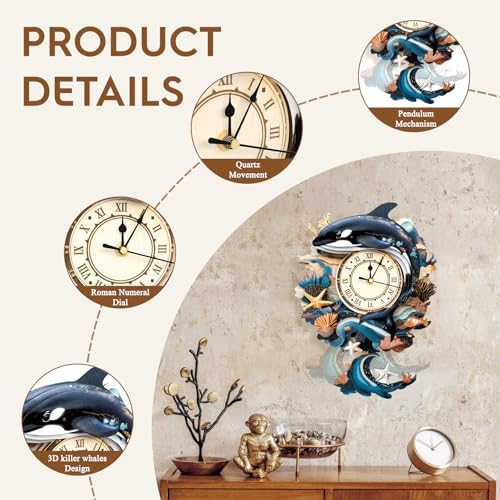3D Wooden Puzzles for Adults-Killer Whale Clock Puzzle-Adult Craft - Image 4