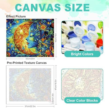 Paint by Numbers Kit for Adults, Sun and Moon Number Painting, 16 x 20 Inch - Image 3